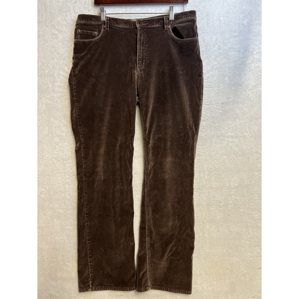 L.L.Bean Women's 16 Tall Brown Stretch Corduroy Pants 5 Pocket Cotton Spandex